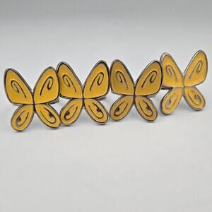 Four Yellow Butterfly Metal Napkin Holders Unbranded